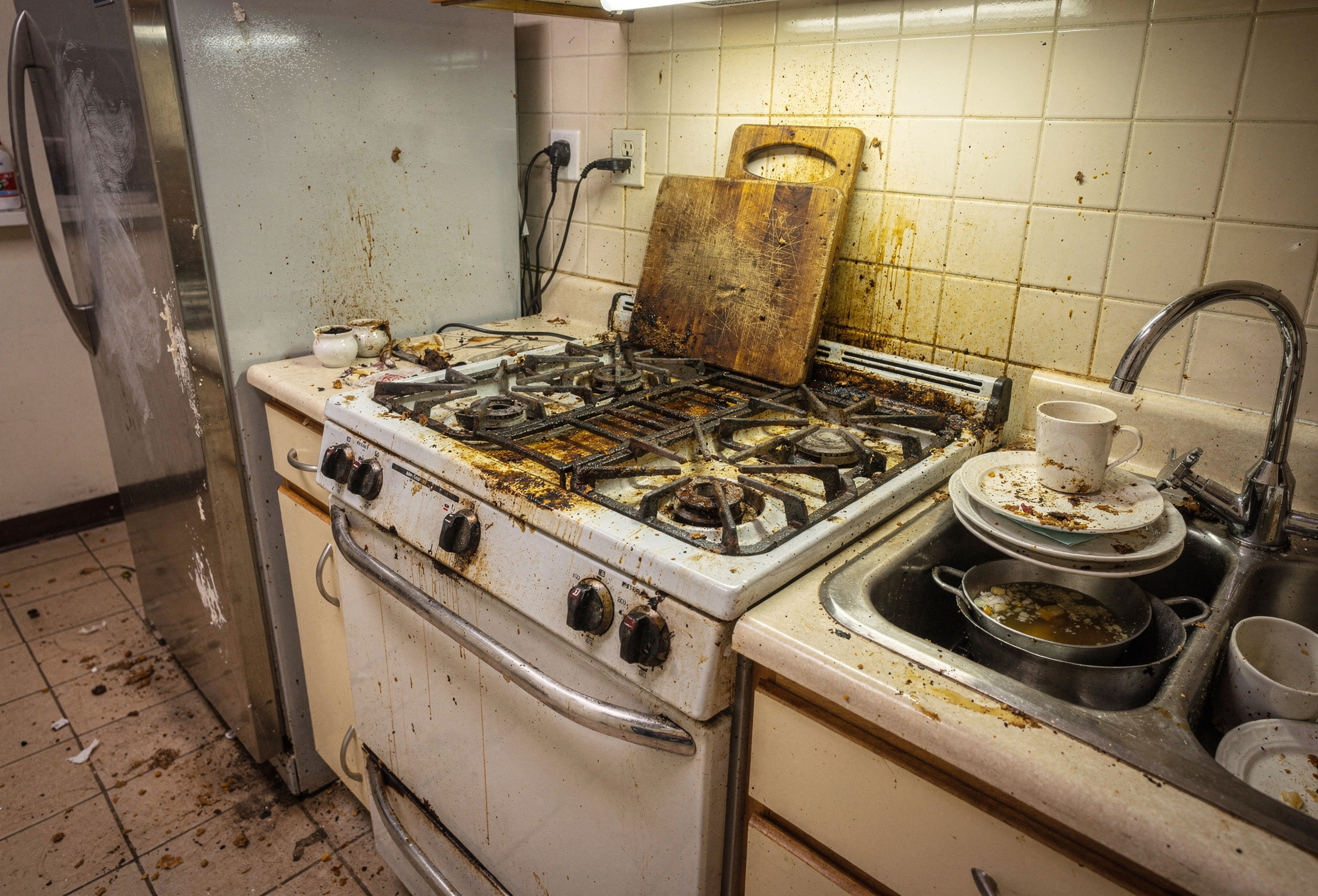 Temizlik öncesi dağınık mutfak